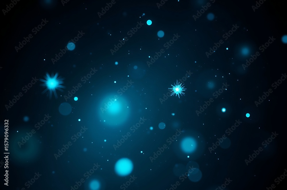 Fototapeta premium Dark Blue Celestial Sparkle Background Ethereal Bokeh and Starburst ai generated