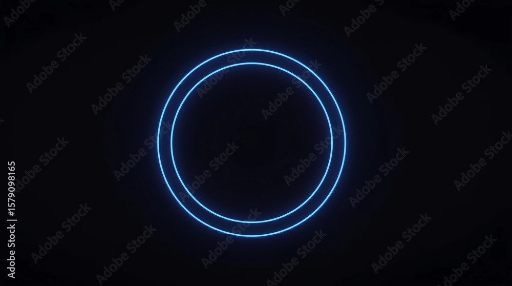 Obraz premium 3d render, blue pink neon round frame, circle, ring shape, empty space, ultraviolet light, 80's retro style, fashion show stage, abstract background
