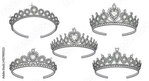 Collection of ornate sparkling gemstone crown headbands for special occasions