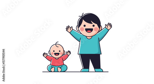 Joyful childhood moments two happy kids enjoying their playtime together
