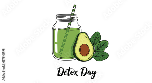 Healthy green smoothie for a refreshing detox day