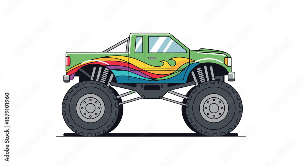 Offroad monster truck with graphic design and big tires Offroad monster truck with graphic design and big tires