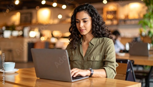 Woman working on laptop in cafe (8)