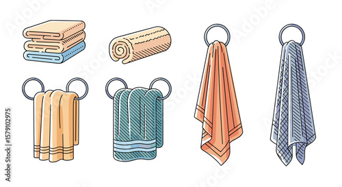 Absorbent cotton terry cloth bathroom hand towels for home kitchen and spa use
