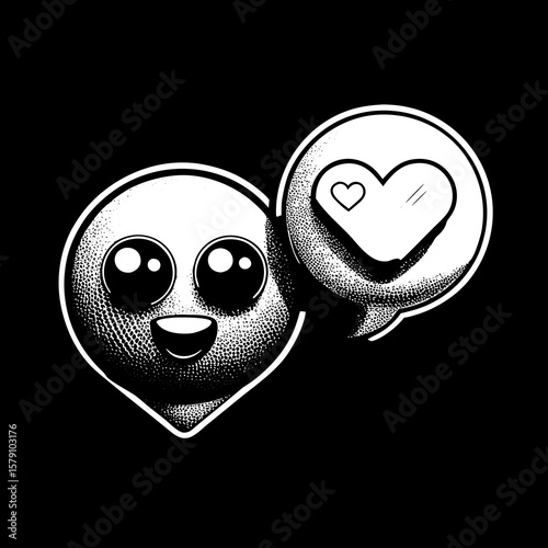 3D-style chat bubble emoji and love reactions icon pack, red and pastel tones, cartoon vecto