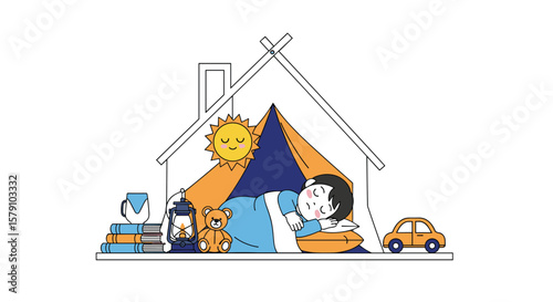 Cozy childhood imagination adventures indoors with toys and books