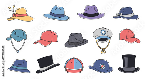 Collection of stylish headwear from various eras and styles