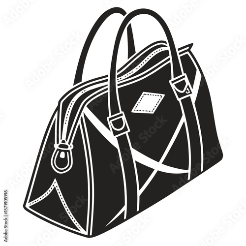 Black duffel bag with handles and zipper travel luggage