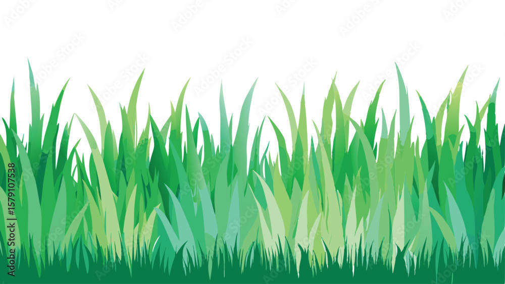 Fototapeta premium Vibrant Green Grass Illustration for Nature and Landscape Designs