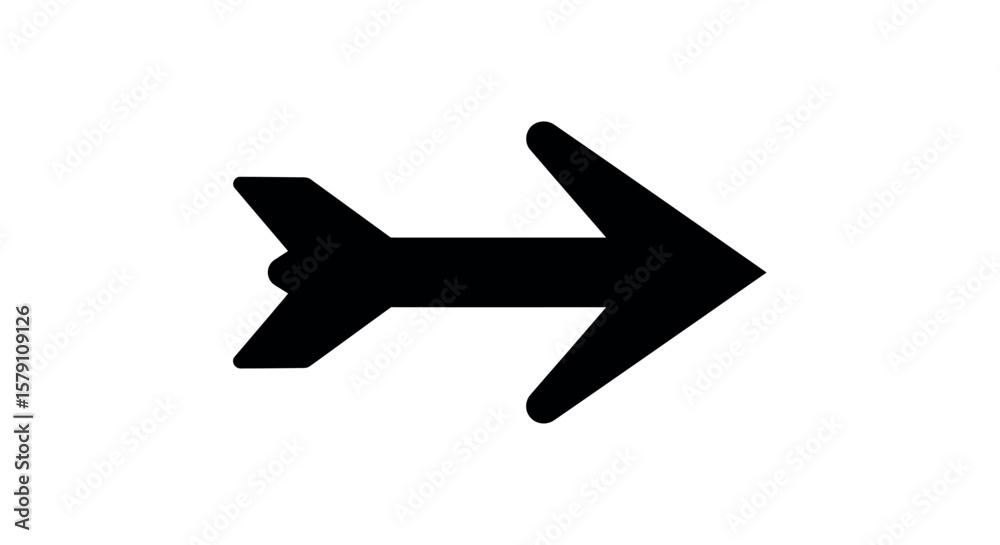 Obraz premium Airplane Arrow Icon: Right Direction Symbol