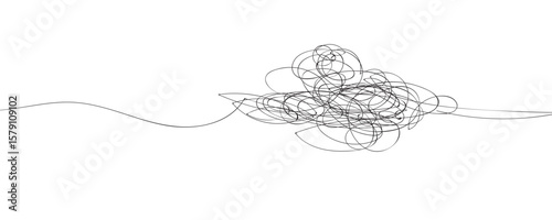 Scribble illustration.Black messy lines made with pencil.