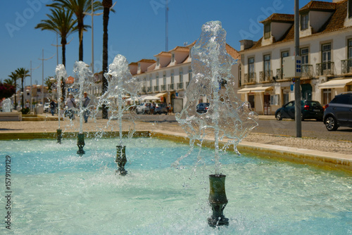 Bubbling public fountain in Vila Real de Santo Antonio, Portugal