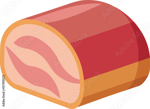 Fresh Produce Art Collections Delicious Sliced Ham, Perfect for Sandwiches and More, High-Quality Vector Illustration