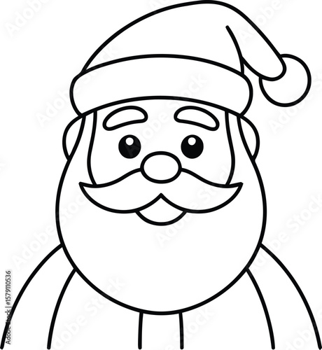 santa claus character merry christmas thick line vector illustration design