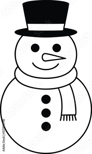 snowman christmas related icon image vector illustration design  black and white