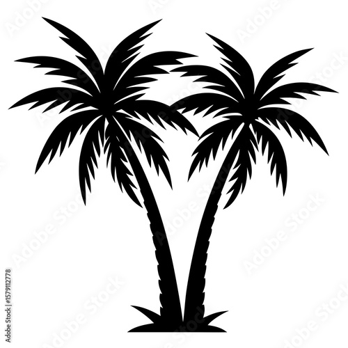 Palm tree duo silhouette vector illustration