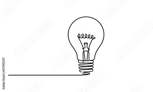 Continuous Line Drawing Of A Light Bulb