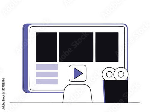 Modern video production and content creation digital illustration for online media.