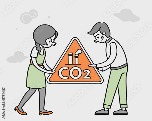 People working together to reduce carbon dioxide emissions in a clean environment
