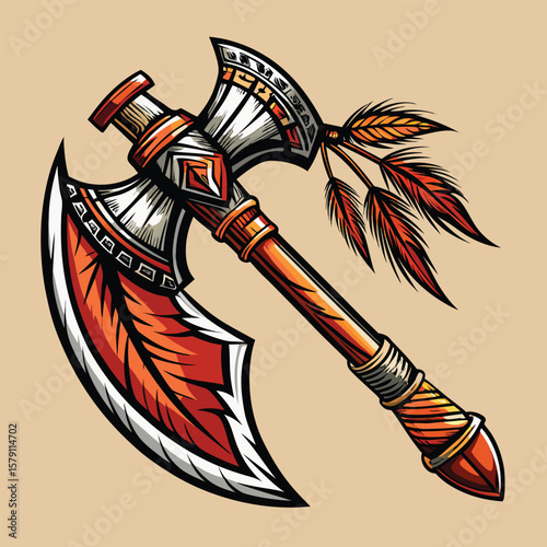 Vector drawing of a Celtic tribal warrior with sword, ready for combat, in a comic art style