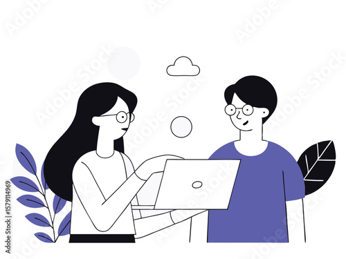 Two colleagues collaborating on a laptop showing teamwork and shared vision