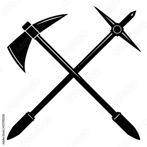 Pick axe and shovel crossed silhouette