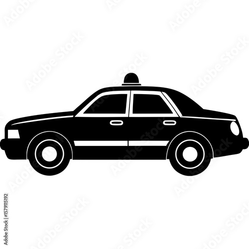 Police car with lights on silhouette