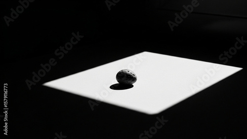 A single stone casting a shadow on white paper png