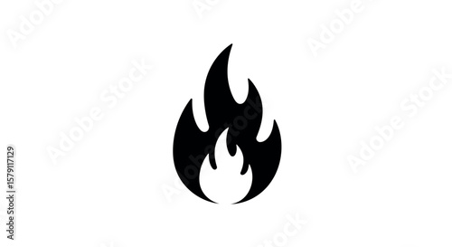 Black Fire Icon on White