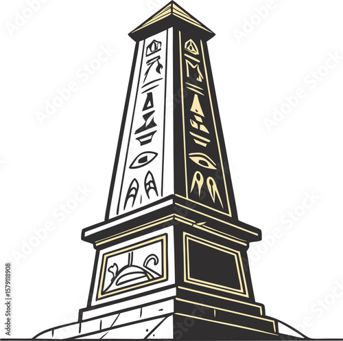 Egyptian obelisk with hieroglyphs ancient monument