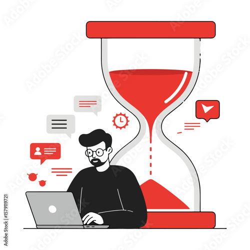 Freelancer arguing online with timer in background