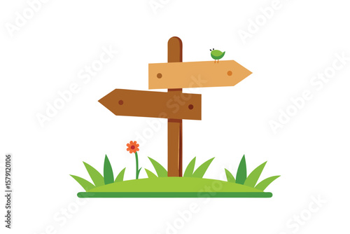 Wooden Signpost Nature's Guiding Arrows, Direction and Path