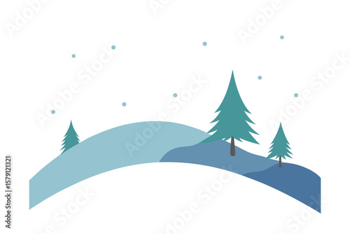 Winter Wonderland Serene Snow-Covered Hills and Evergreen Trees