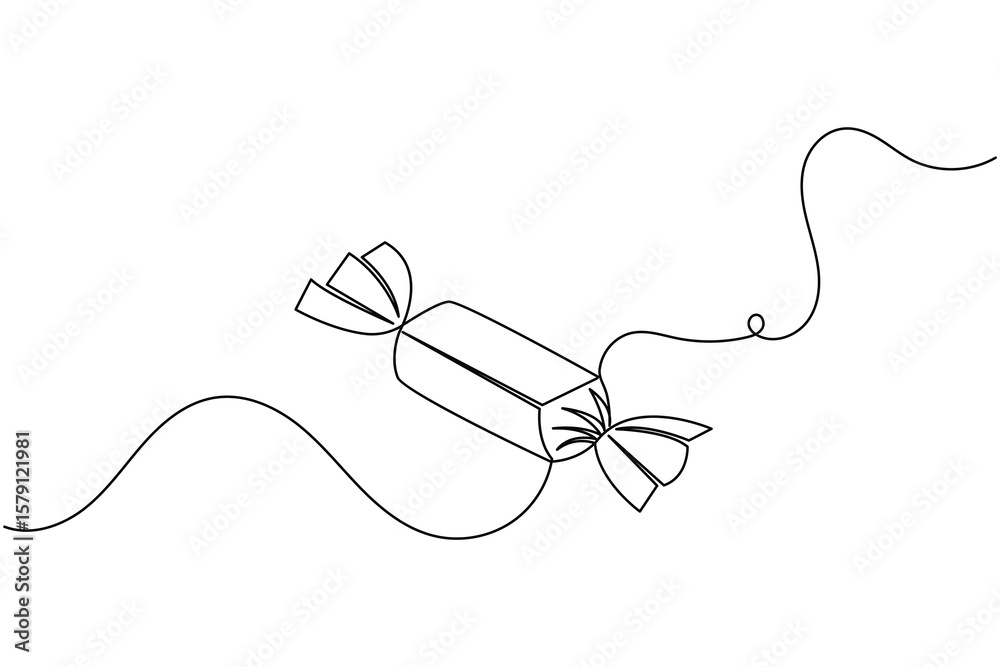 Obraz premium Candy continuous one line drawing on white background in minimalist style outline vector illustration