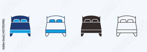 Bed Icon Set Multiple Style Collection