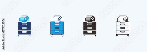 Filing Cabinet Icon Set Multiple Style Collection