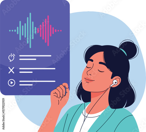 Vector Design people hearing music
