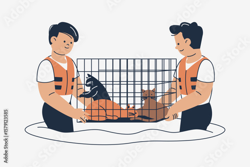 Illustration of Cat Rescue from the Flood