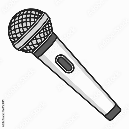 Simple gray microphone icon on white background