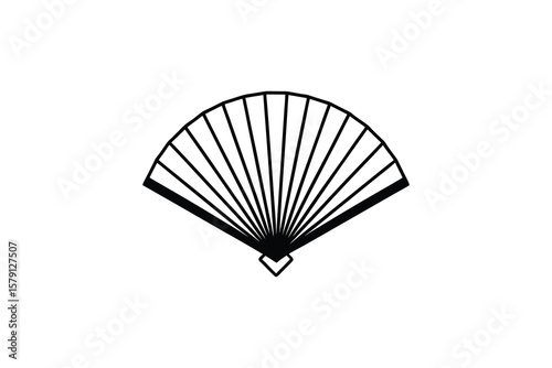 Elegant Hand Fan Illustration with Symmetrical Design and Clean Lines Perfect for Minimalist Projects and Cultural Themes Presented in Silhouette Style silhouette simple hand