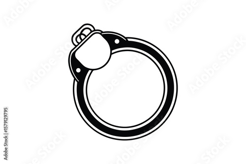 Isolated Black and White Handcuffs Illustration Depicting Law Enforcement and Criminal Justice with a Clean and Simple Design in Silhouette Style silhouette This image
