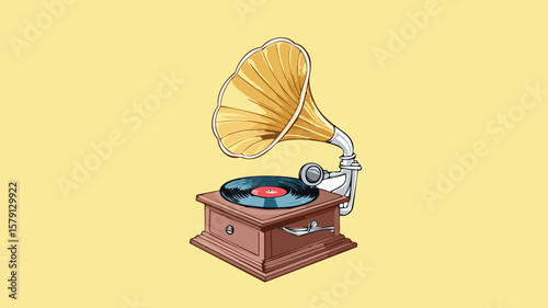 vintage gramophone isolated on white