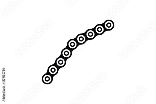 Isolated Black and White Bicycle Chain Graphic Illustration on a White Background for Transportation and Mechanical Concepts a Bold Silhouette simple bold silhouette illustration