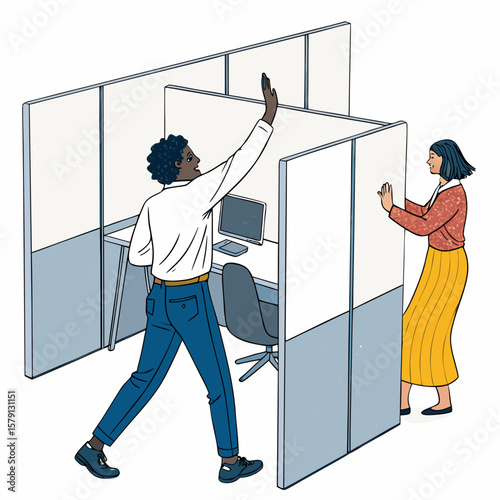 Impressive Create Bold Stroke Coworker Knocking Masterful Composition Art Cozy Intimate Setting Ideal for Advertising Campaign Materials Digital Marketing Content Creation Creative Asset