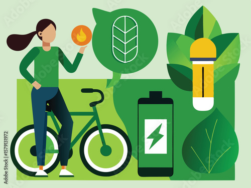 Eco friendly lifestyle concept with green energy and sustainable living design