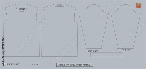 long sleeve jersey print ready pattern for manufacturing 