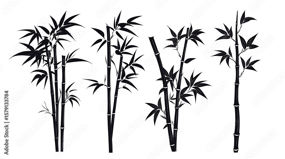 Obraz premium 墨絵の竹林