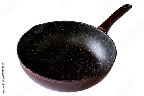 Cuadro en lienzo Red frying pan with a non stick teflon coating isolated on transparent background
