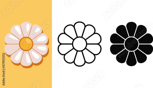 Daisy flower illustration set vector design floral blossom bloom spring summer botanical garden graphic art