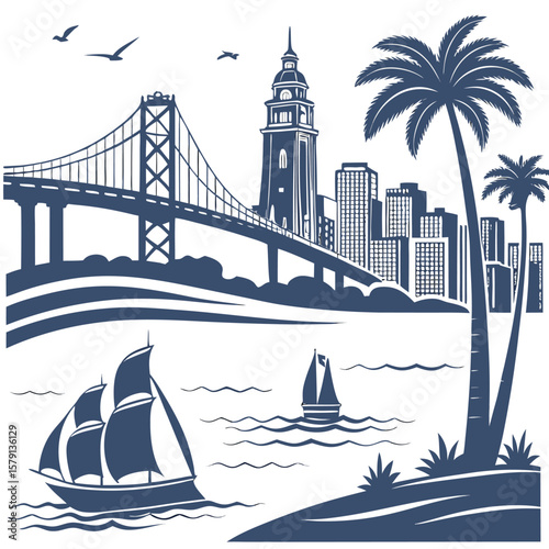San francisco bay bridge vector free online design download.